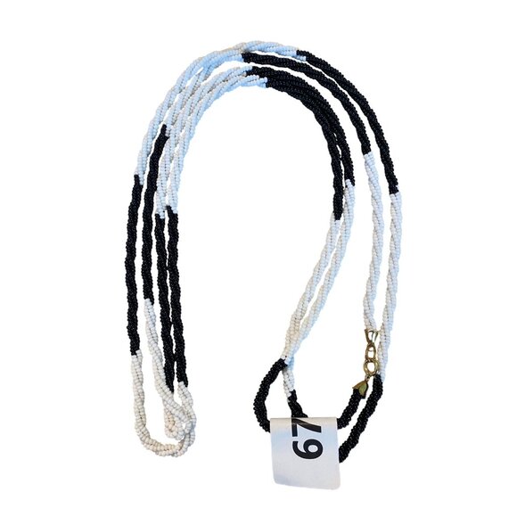 Black & White Beaded Multi-Strand Necklace With Gold-Tone Clasp - Picture 1 of 12